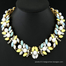 Top sell gem pearl metal fashion necklace best collar necklace